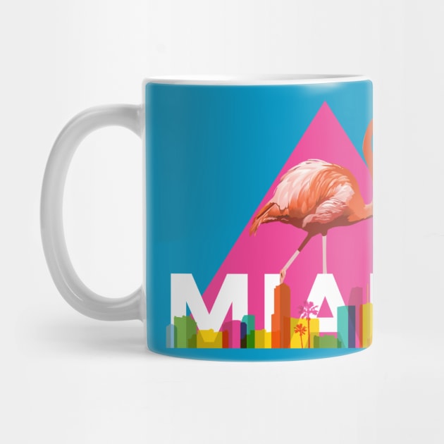 Miami City Skyline Flamingo Design by UNDERGROUNDROOTS